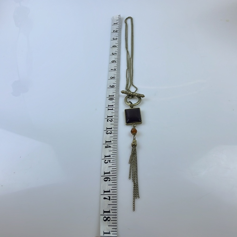 Beautiful Brown Stone Long Statement Necklace Hr1… - image 4